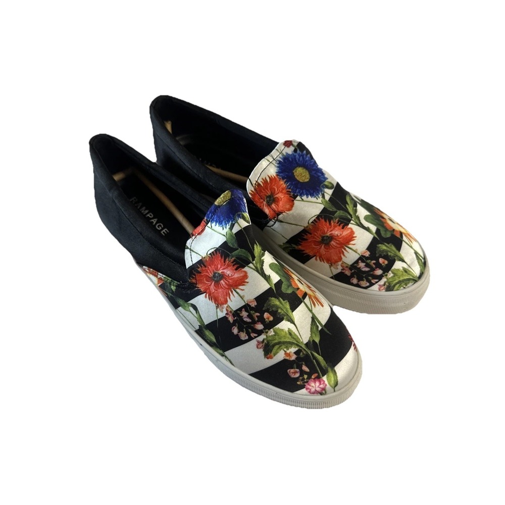 Rampage Women's Korie Floral Blk White Stripe Sneaker size 11